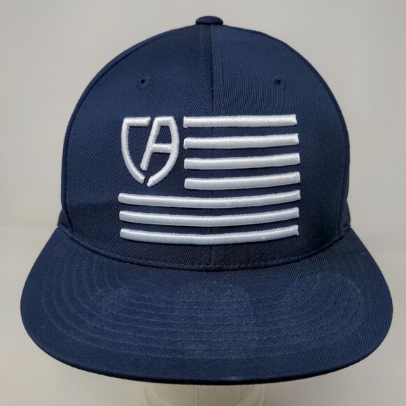 Cap America Premium Line Men's Fitted Hat Blue Size S-M Embroidered Flag Logo - Picture 2 of 8